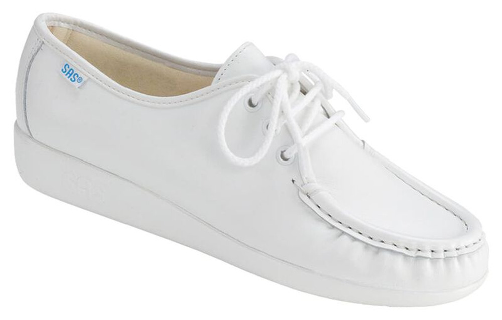 SAS Siesta White Lace Up Loafer Womens 10.5N Comfort Shoes NIB